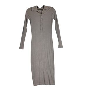 Enza Costa Knee-length Ribbed Polo midlength Dress In Oatmeal